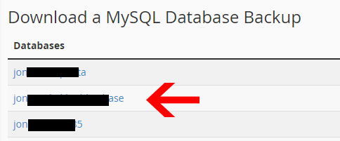 cPanel Database Backup